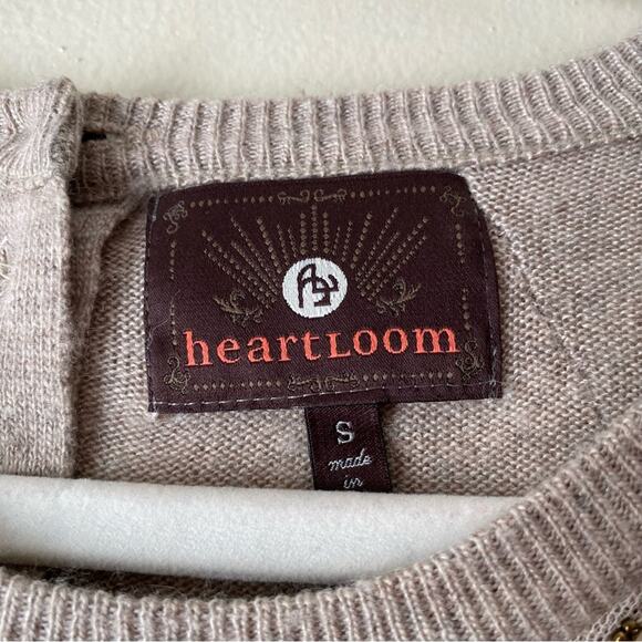Heartloom | Wool Blend Beaded Embellished Tunic Sweater Winter Cozy Tan Small - Picture 6 of 7